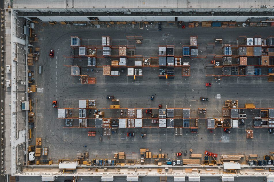 bird's view of an outdoor warehouse