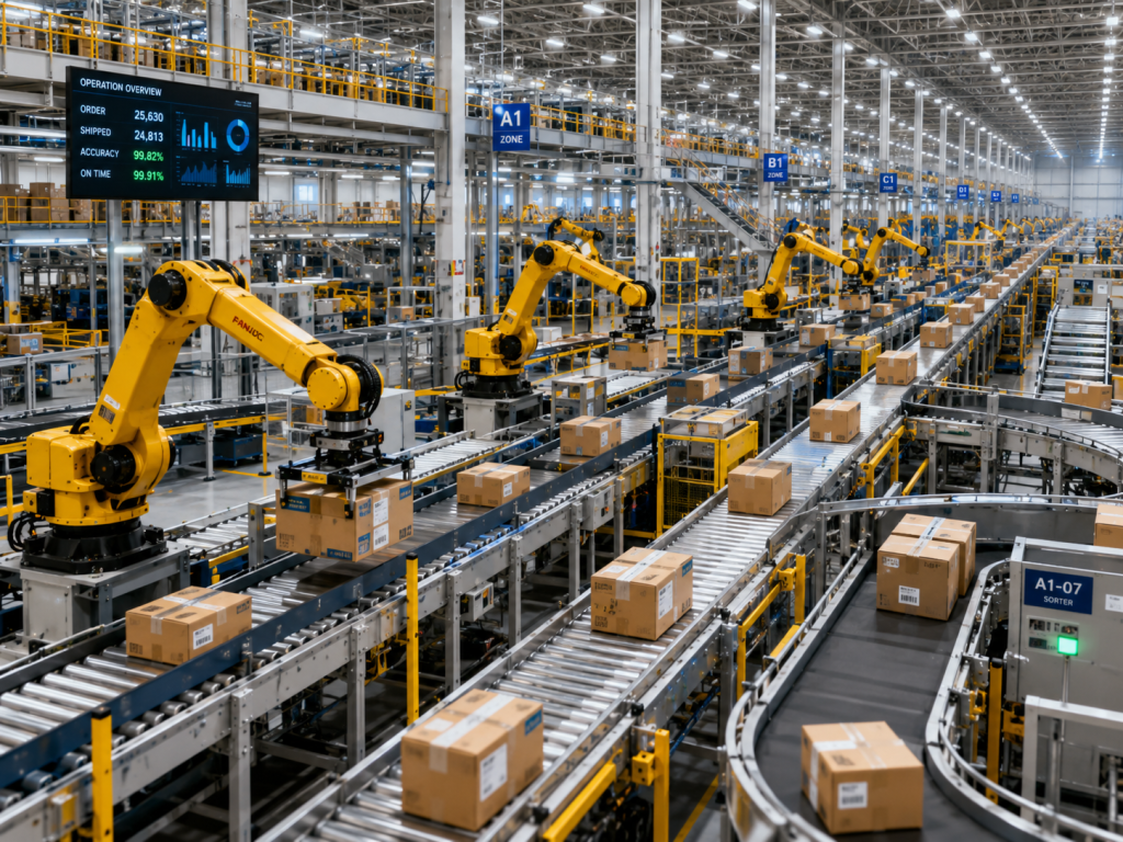 Next generation Smart Warehousing robots sorting packages efficiently